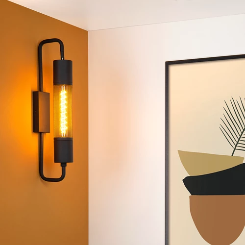 Lucide CALIXT - Applique murale - 1xE27 - Noir - ambiance 1